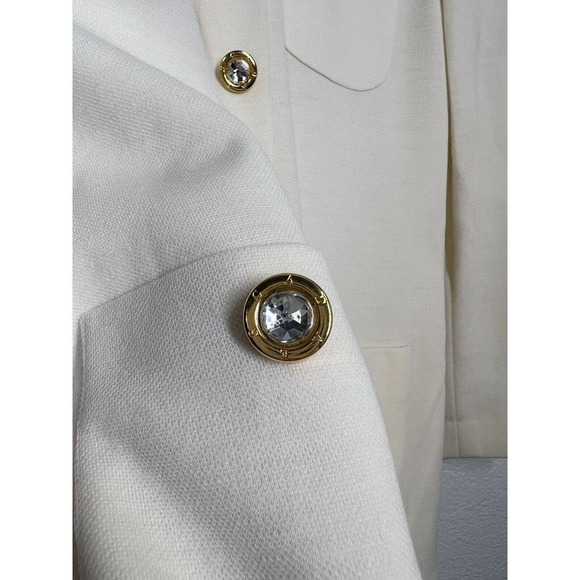 Vintage Escada Wool Dress Size 36 US Small S Ivory Classic Preppy Jeweled - Picture 2 of 8